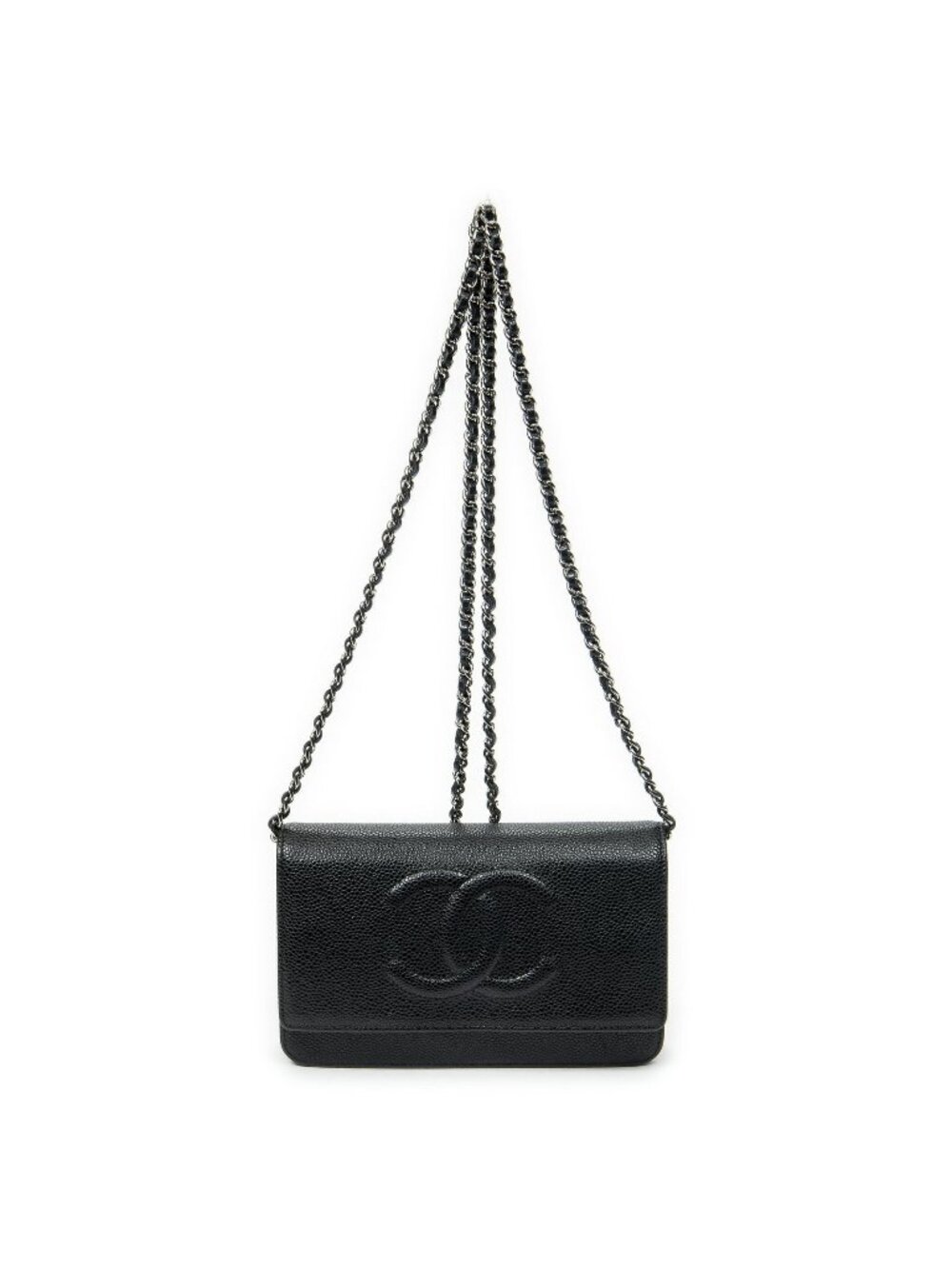 Chanel Classic Chain Wallet Black Quilted Caviar Leather